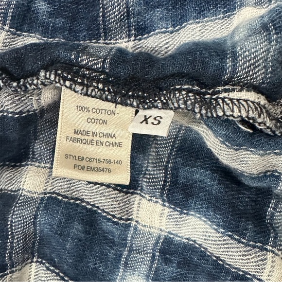 Anthropologie Plaid Shirt Dress Blue Cotton Button-Up XS - Picture 7 of 7